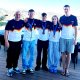 Jella Kiphut: Junioren-Europameisterschaften 2025 in Athen - das WSC-Team und Gold für Jella; v.l.n.r.: Trainer Michail Sachiasvili, Ole Rösler, Iven Prenzyna, Jella Kiphut und Trainer Lucas Orlowski &copy; WSC